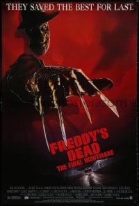 8w304 FREDDY'S DEAD 1sh 1991 great art of Robert Englund as Freddy Krueger!