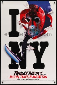 8w310 FRIDAY THE 13th PART VIII recalled teaser 1sh 1989 Jason Takes Manhattan, I love NY in July!