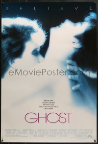 8w317 GHOST 1sh 1990 classic romantic close up of spirit Patrick Swayze & sexy Demi Moore!