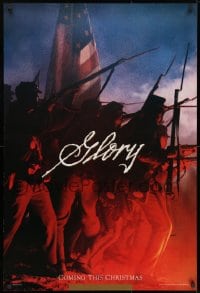 8w332 GLORY teaser 1sh 1989 Morgan Freeman, Matthew Broderick, Denzel Washington, Civil War!