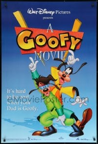 8w351 GOOFY MOVIE DS 1sh 1995 Walt Disney, it's hard to be cool when your dad is Goofy, blue style!