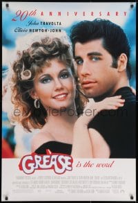 8w356 GREASE DS 1sh R1998 John Travolta & Olivia Newton-John in a most classic musical!