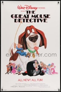 8w357 GREAT MOUSE DETECTIVE 1sh 1986 Walt Disney's crime-fighting Sherlock Holmes rodent cartoon!