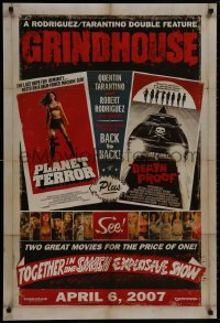 8w367 GRINDHOUSE advance DS 1sh 2007 Rodriguez & Quentin Tarantino, Planet Terror & Death Proof!