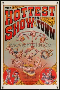 8w407 HOTTEST SHOW IN TOWN 1sh 1973 weird show mixes sex with circus acts, Michael Kanarek art!