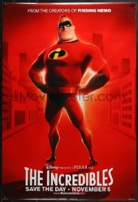 8w429 INCREDIBLES advance DS 1sh 2004 Disney/Pixar sci-fi superhero family, Mr. Incredible!