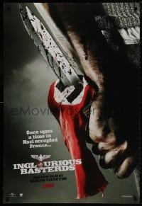 8w441 INGLOURIOUS BASTERDS teaser DS 1sh 2009 Quentin Tarantino, bloody knife through Nazi flag!