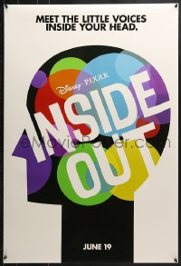 8w447 INSIDE OUT advance DS 1sh 2015 Walt Disney, Pixar, the voices inside your head, profile art!