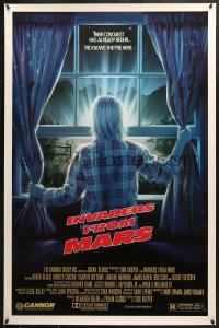 8w449 INVADERS FROM MARS 1sh 1986 Tobe Hooper, art by Mahon, he knows they're here, R-rated!