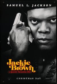 8w461 JACKIE BROWN teaser 1sh 1997 Quentin Tarantino, cool image of Samuel L. Jackson with gun!