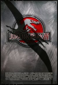8w470 JURASSIC PARK 3 DS 1sh 2001 cool red logo with Spinosaurus under Pterodactyl shadow!