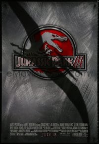8w469 JURASSIC PARK 3 advance DS 1sh 2001 cool red logo with Spinosaurus under Pterodactyl shadow!