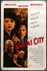 8w480 KANSAS CITY 1sh 1996 Altman, cool images of sexy Jennifer Jason Leigh, Harry Belafonte!