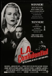 8w490 L.A. CONFIDENTIAL awards DS 1sh 1997 Kim Basinger in black and white hood, Spacey, more!