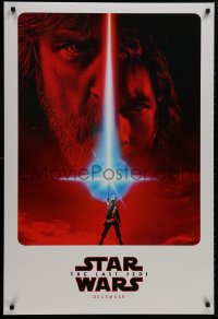 8w506 LAST JEDI teaser DS 1sh 2017 Star Wars, incredible sci-fi image of Hamill, Driver & Ridley!