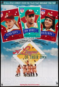 8w512 LEAGUE OF THEIR OWN advance DS 1sh 1992 Tom Hanks, Madonna, Geena Davis, women's baseball!