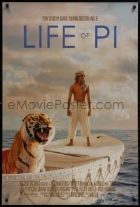 8w522 LIFE OF PI style A int'l DS 1sh 2012 Suraj Sharma, Irrfan Khan, cool image of tiger