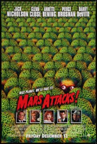 8w563 MARS ATTACKS! int'l advance 1sh 1996 directed by Tim Burton, great image of brainy aliens!