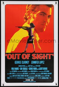 8w653 OUT OF SIGHT advance 1sh 1998 Steven Soderbergh, cool image of George Clooney, Jennifer Lopez!