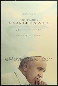 8w679 POPE FRANCIS: A MAN OF HIS WORD DS 1sh 2018 Wim Wenders, hope is a universal message!