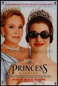 8w691 PRINCESS DIARIES advance DS 1sh 2001 Julie Andrews, Anne Hathaway, Disney