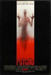 8w698 PSYCHO heavy stock advance 1sh 1998 Hitchcock re-make, cool image of victim behind shower curtain!