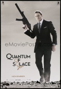 8w706 QUANTUM OF SOLACE teaser 1sh 2008 Daniel Craig as Bond with H&K submachine gun!