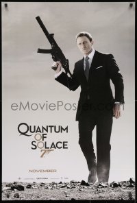8w707 QUANTUM OF SOLACE teaser DS 1sh 2008 Daniel Craig as Bond w/silenced H&K UMP submachine gun!