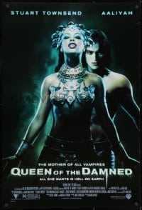 8w710 QUEEN OF THE DAMNED 1sh 2001 close up of sexy vampire Aaliyah & Stuart Townsend!