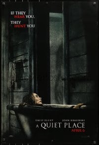 8w712 QUIET PLACE teaser DS 1sh 2018 completely creepy image of Emily Blunt in bathtub & monster!