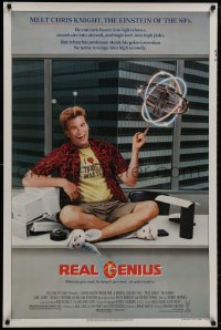 8w726 REAL GENIUS 1sh 1985 Val Kilmer is the Einstein of the '80s, Jon Gries, sci-fi comedy!