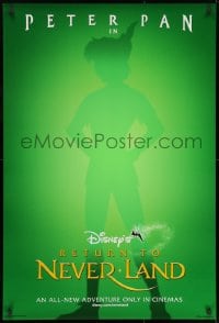 8w739 RETURN TO NEVERLAND int'l advance DS 1sh 2002 Walt Disney, cool outline artwork of Peter Pan!