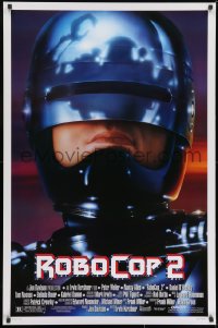 8w750 ROBOCOP 2 1sh 1990 great close up of cyborg policeman Peter Weller, sci-fi sequel!