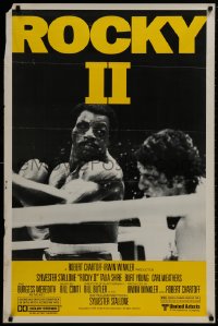 8w755 ROCKY II 1sh 1979 different action image of Sylvester Stallone & Weathers fighting in ring!