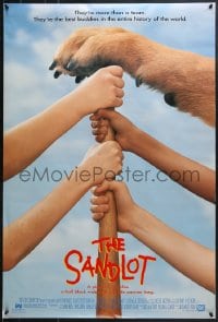 8w764 SANDLOT DS 1sh 1993 best buddies playing baseball, great image of hands and a paw on bat!