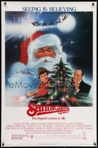 8w765 SANTA CLAUS THE MOVIE 1sh 1985 Bob Peak art of Santa & his reindeer sleigh, Moore, Lithgow!