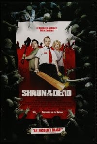 8w781 SHAUN OF THE DEAD advance DS 1sh 2004 Simon Pegg, Kate Ashfield, Nick Frost & zombies!