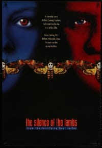 8w792 SILENCE OF THE LAMBS style C teaser 1sh 1991 Foster & Hopkins both w/ moths over mouths!