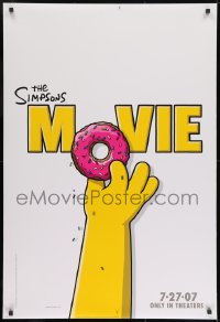 8w796 SIMPSONS MOVIE style A advance DS 1sh 2007 classic Groening art of Homer Simpson w/donut!
