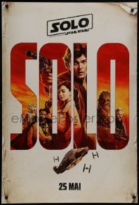 8w817 SOLO int'l French language teaser DS 1sh 2018 A Star Wars Story, Howard, art of cast!