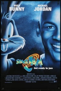 8w825 SPACE JAM int'l 1sh 1996 cool dark image of Michael Jordan & Bugs Bunny in outer space!