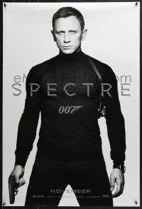 8w827 SPECTRE teaser DS 1sh 2015 cool color image of Daniel Craig as James Bond 007 with gun!