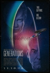 8w853 STAR TREK: GENERATIONS int'l advance 1sh 1994 Stewart as Picard, Shatner as Kirk, two captains!