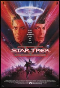 8w845 STAR TREK V advance 1sh 1989 The Final Frontier, art of William Shatner & Nimoy by Bob Peak!