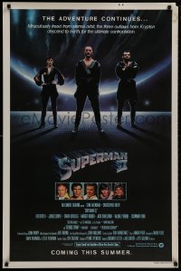 8w870 SUPERMAN II teaser 1sh 1981 Christopher Reeve, Terence Stamp, great image of villains!