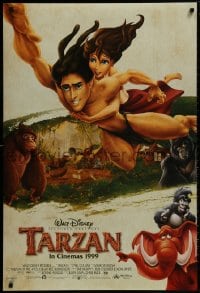 8w878 TARZAN advance DS 1sh 1999 Walt Disney, Edgar Rice Burroughs, voice of Tony Goldwyn, great artwork!
