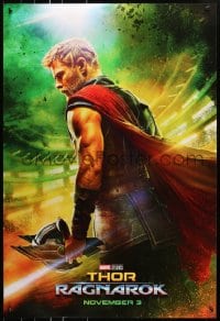 8w891 THOR RAGNAROK teaser DS 1sh 2017 great image of Chris Hemsworth in the title role w/helmet!
