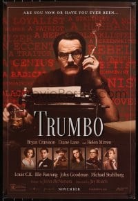8w915 TRUMBO teaser DS 1sh 2015 Bryan Cranston in the title role as Dalton behind typewriter!