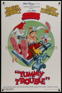 8w918 TUMMY TROUBLE DS 1sh 1989 Roger Rabbit & sexy Jessica with doctor Baby Herman, rated style!