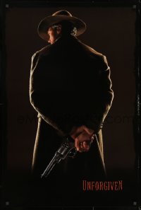 8w930 UNFORGIVEN teaser 1sh 1992 gunslinger Clint Eastwood w/back turned, undated design!